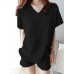 Leisure Solid Pocket V Neck Short Sleeve Suit