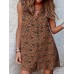 Leisure Calico Button Pocket Sleeveless V Neck Cotton Romper