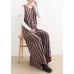 Women pink striped cotton pants sleeveless Dresses jumpsuit pants