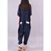 Women linen Fitted Fashion Spliced Big Pockets Casual Romper