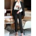 Solid Long Sleeve Lapel Two Pieces Suit For Women