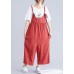 new red casual wide leg pants loose thin fashion straps jumpsuit