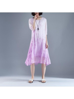 Elegant summer maxi dress trendy Flower Summer Fake Two-piece Retro Purple Dress